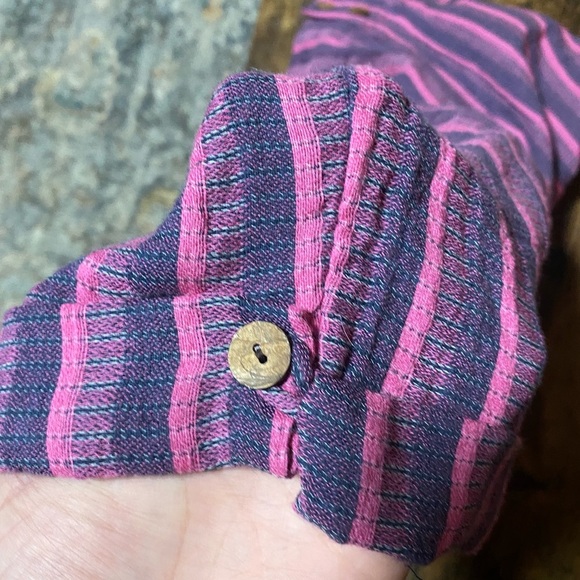 Soft Surroundings Dulcinea Cotton Wool Fuchsia Stripe Relaxed Bermuda Shorts Med - Picture 6 of 12